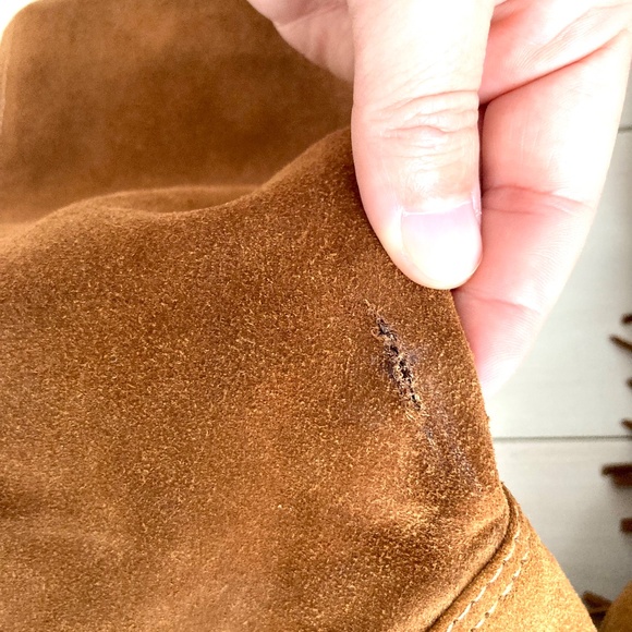 ALDO Fringe Wedge Boots - Cognac Brown Faux Suede - Size 36 - Picture 13 of 14